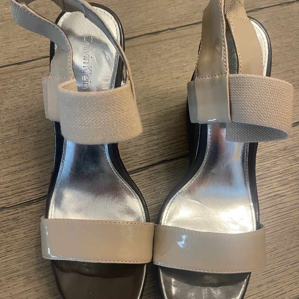 Calvin Klein Cream Sandals with Adjustable Straps